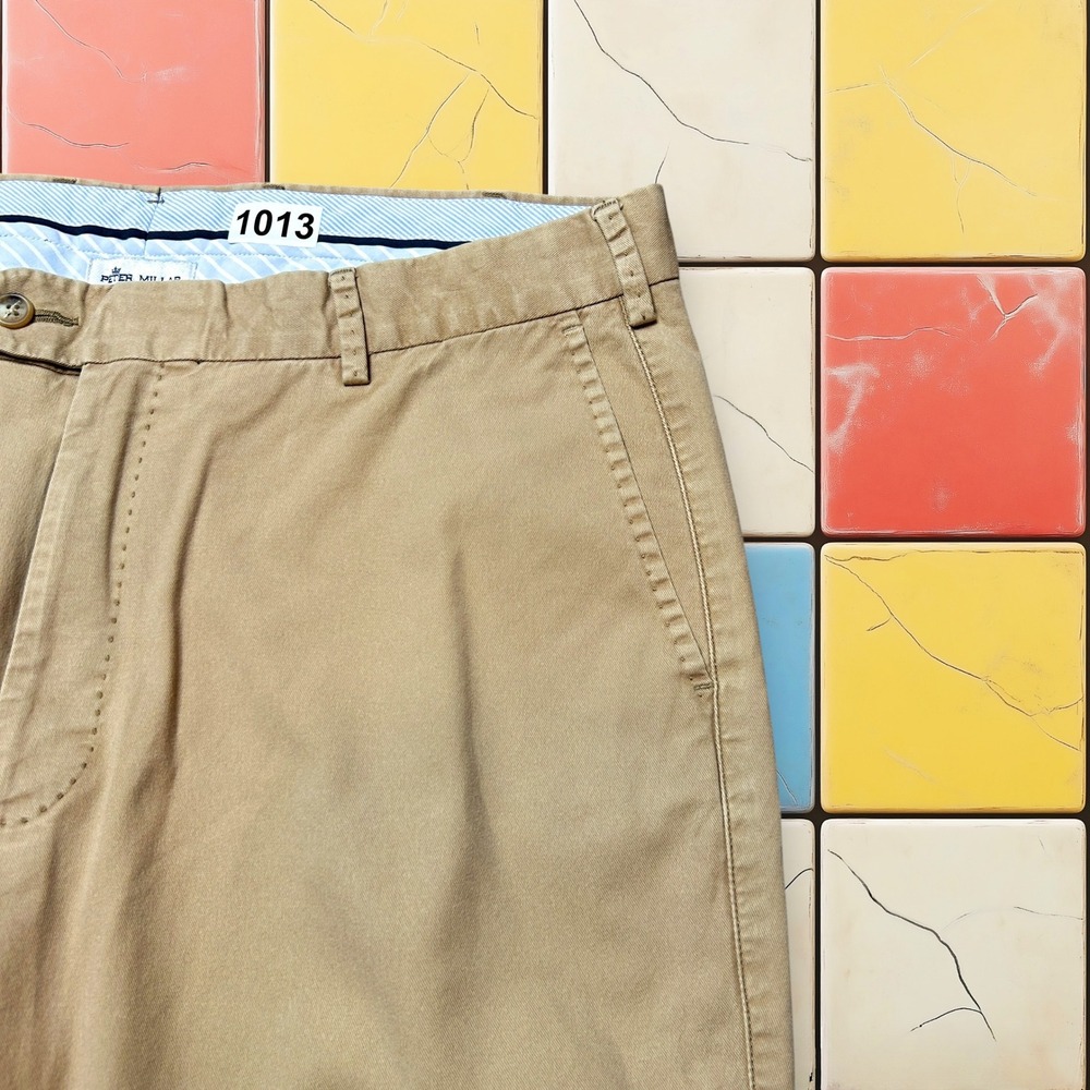Peter Millar Golf Performance Pants Y2K Men 36 X 27 Beige Khaki Cotton Trousers - Picture 11 of 13